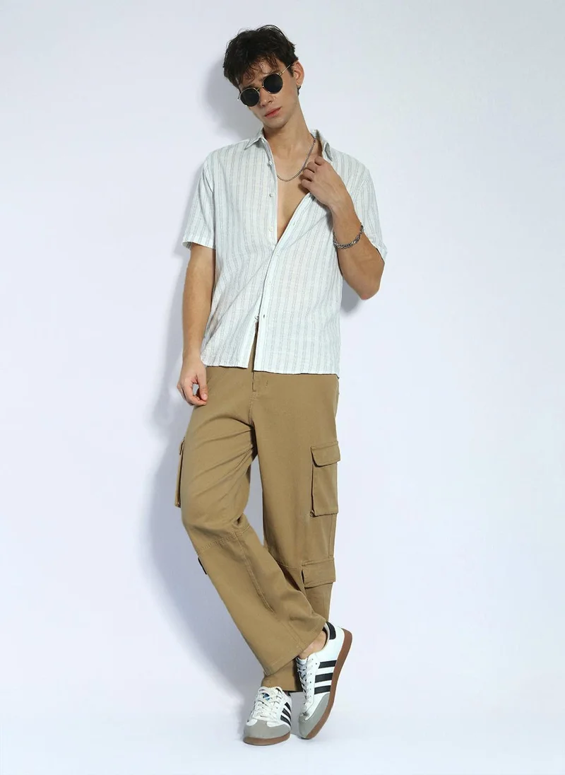 Urbano Fashion  Urbano Fashion Men's Khaki Loose Baggy Fit Cargo Chino Pant with 8 Pockets Stretchable for Men | Best Price UAE